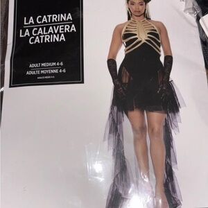 La Catrina Costume Dress with Gloves